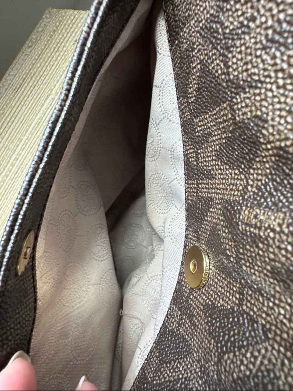 Michael Kors Jet Set Brown MK Signature Coated Canvas Crossbody Messenger Bag